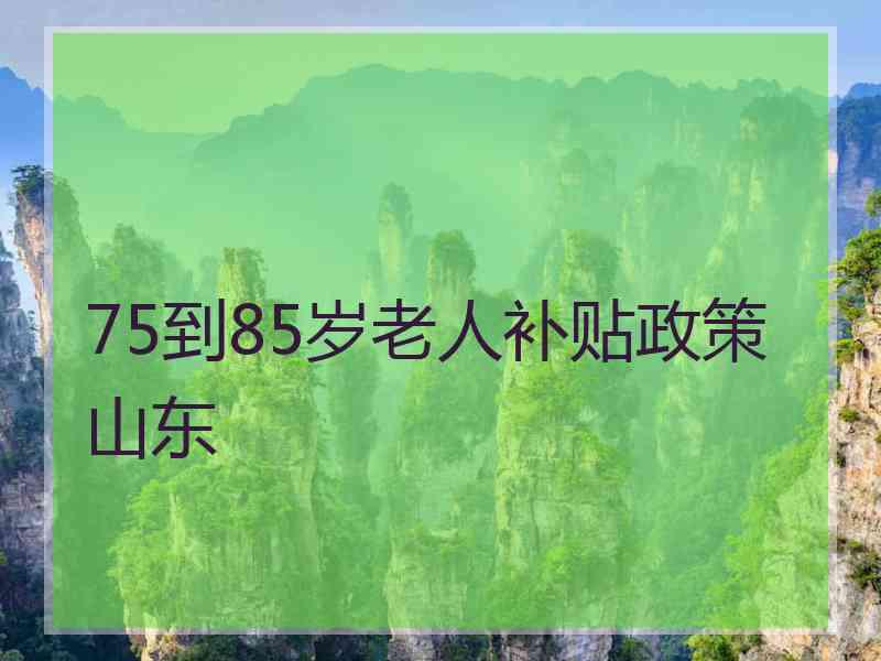 75到85岁老人补贴政策 山东