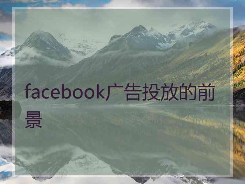 facebook广告投放的前景