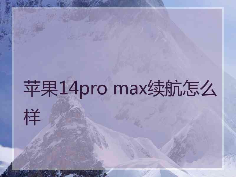 苹果14pro max续航怎么样