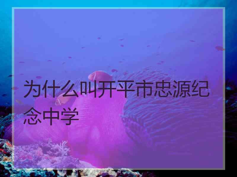 为什么叫开平市忠源纪念中学