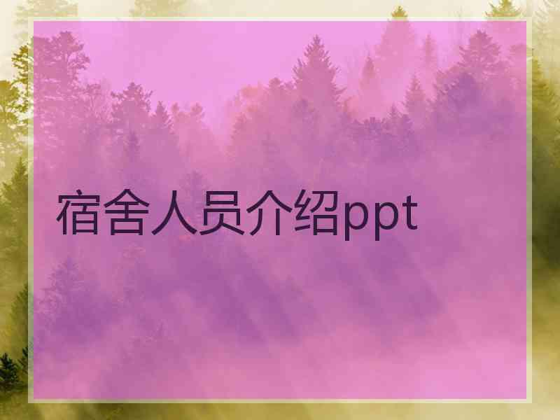 宿舍人员介绍ppt