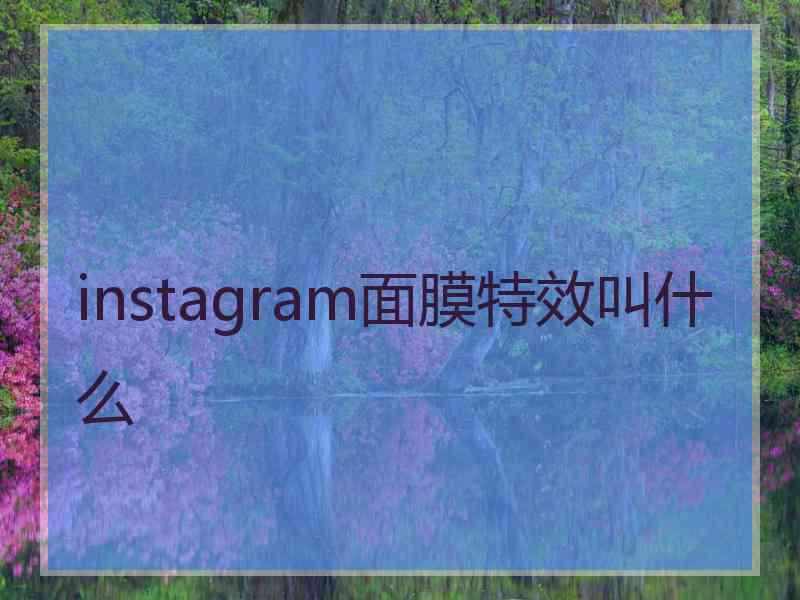 instagram面膜特效叫什么