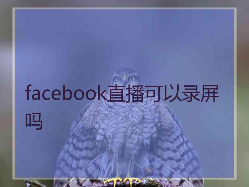 facebook直播可以录屏吗