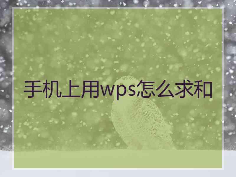 手机上用wps怎么求和