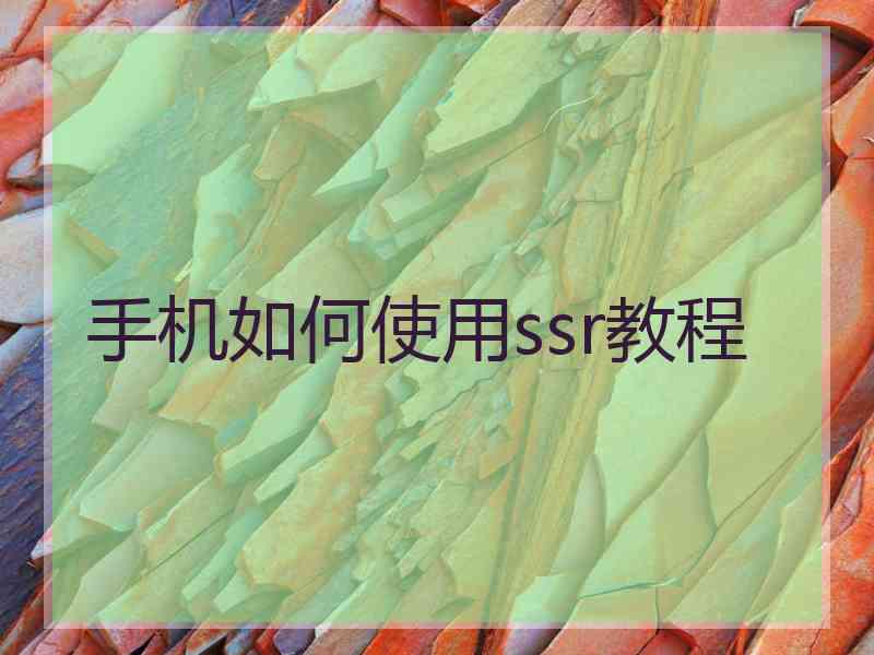 手机如何使用ssr教程