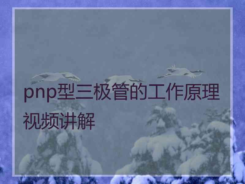 pnp型三极管的工作原理视频讲解