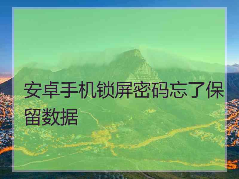 安卓手机锁屏密码忘了保留数据