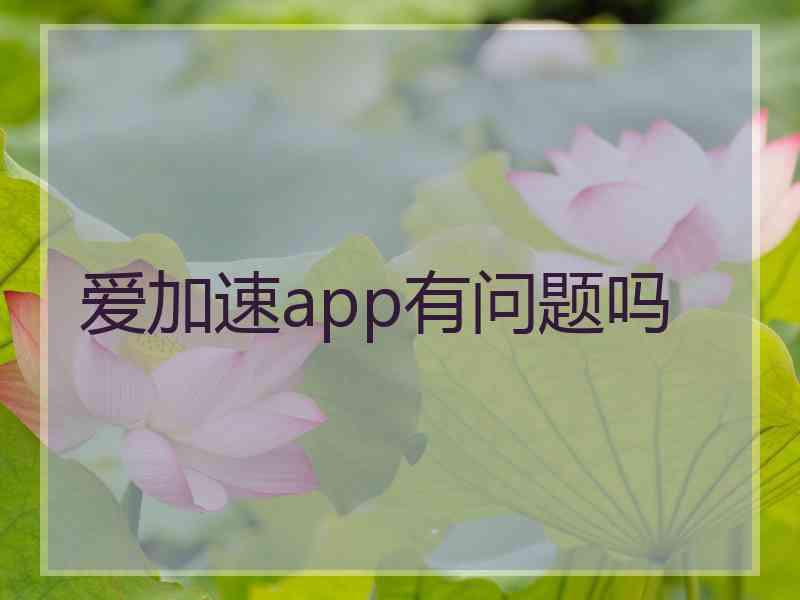 爱加速app有问题吗