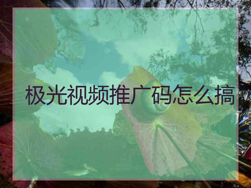 极光视频推广码怎么搞