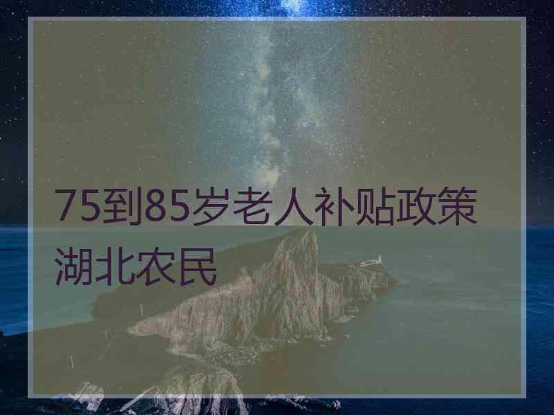 75到85岁老人补贴政策湖北农民