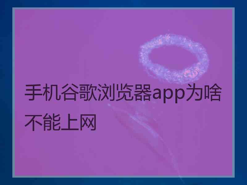 手机谷歌浏览器app为啥不能上网