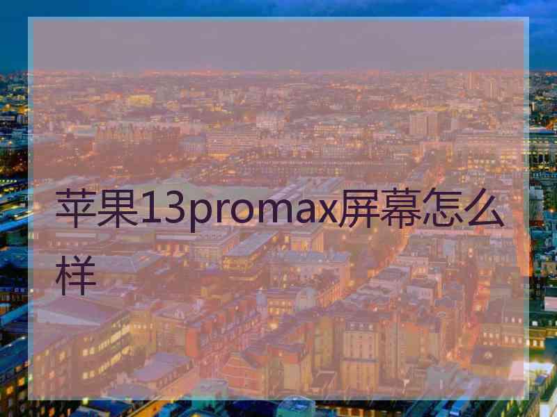 苹果13promax屏幕怎么样