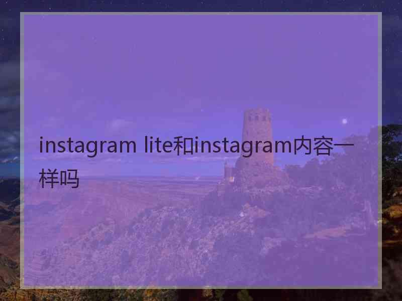 instagram lite和instagram内容一样吗