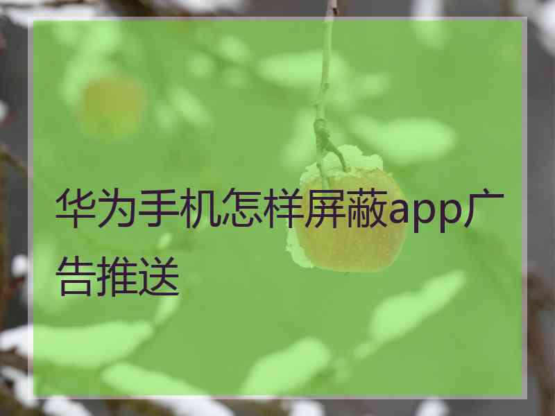 华为手机怎样屏蔽app广告推送