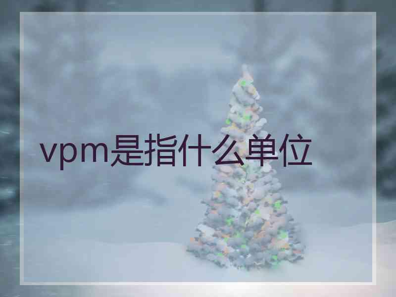 vpm是指什么单位