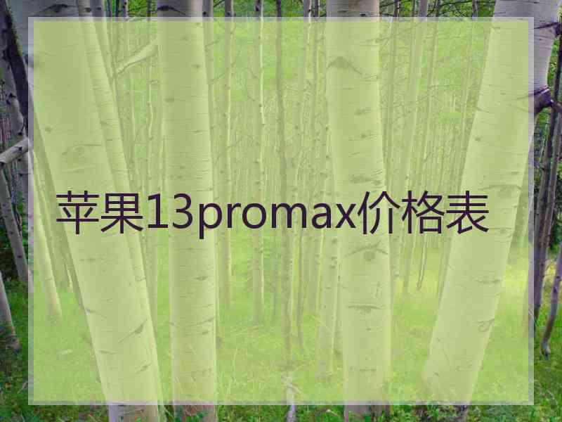 苹果13promax价格表