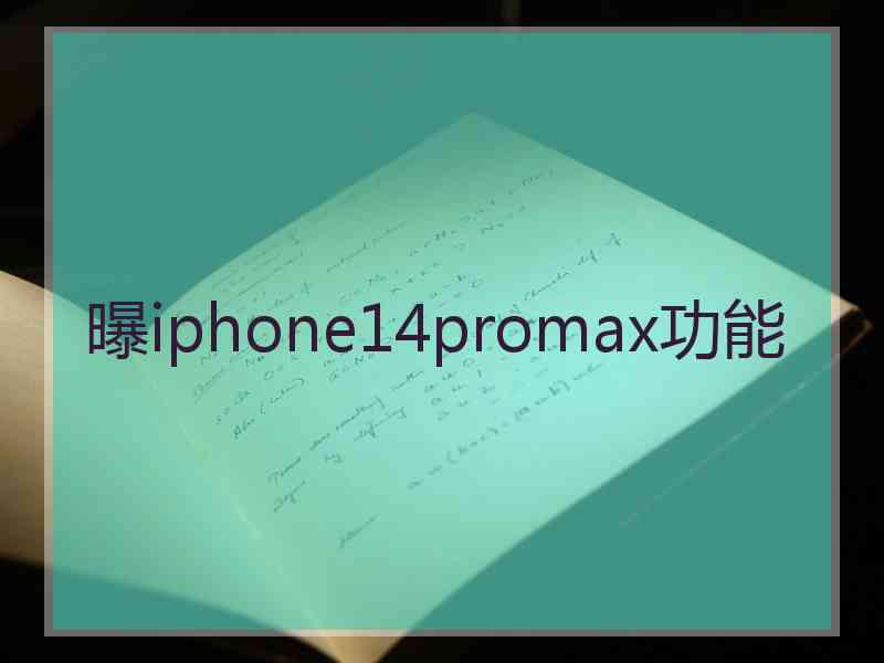 曝iphone14promax功能