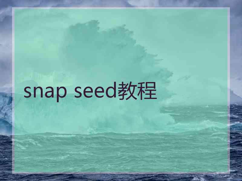 snap seed教程