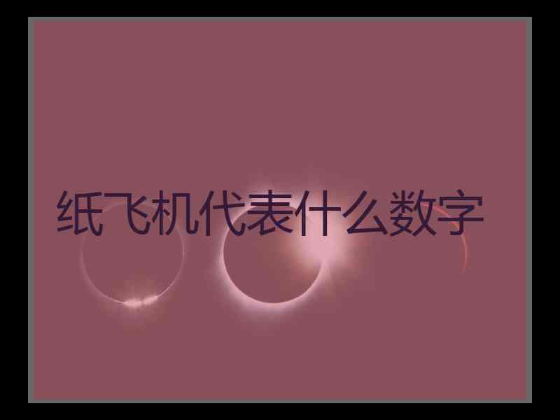 纸飞机代表什么数字