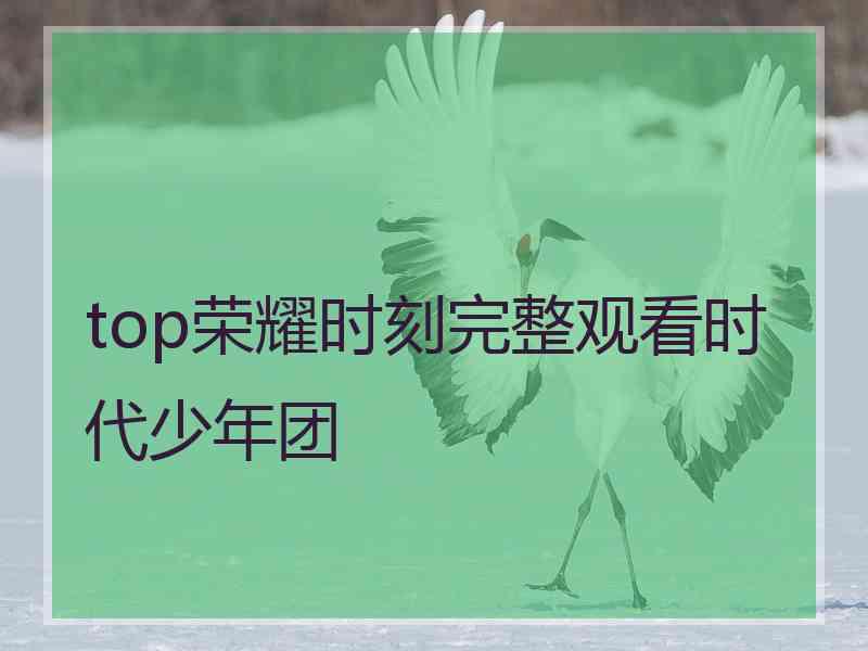 top荣耀时刻完整观看时代少年团