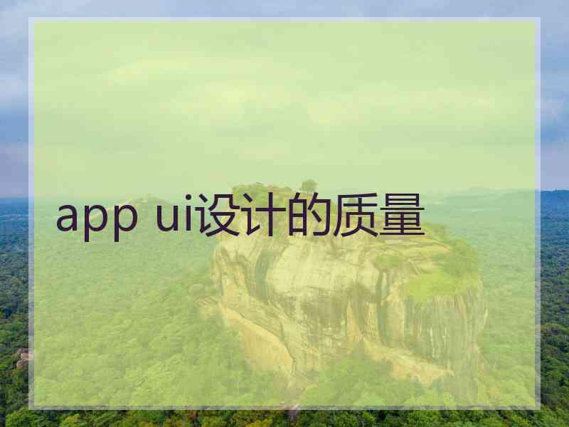 app ui设计的质量