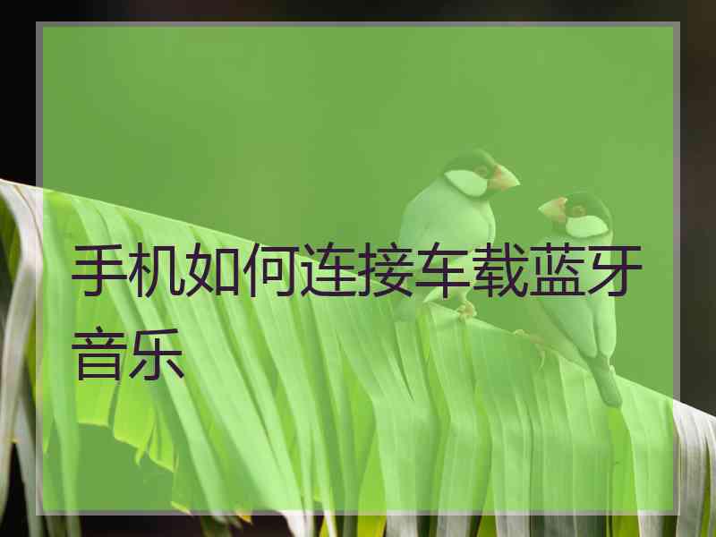 手机如何连接车载蓝牙音乐