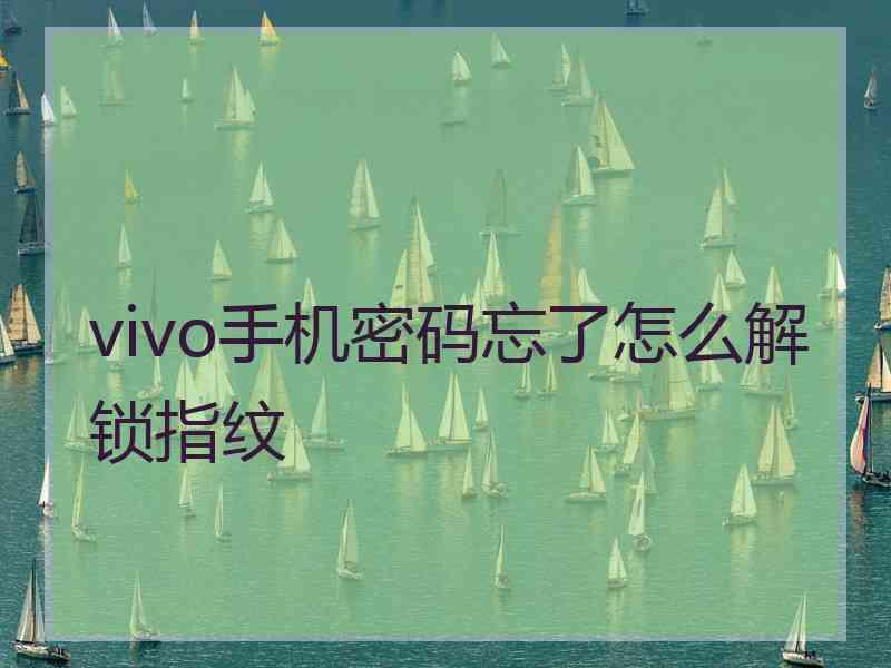 vivo手机密码忘了怎么解锁指纹