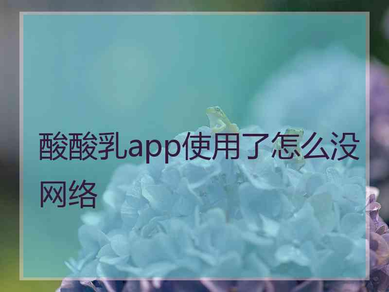 酸酸乳app使用了怎么没网络