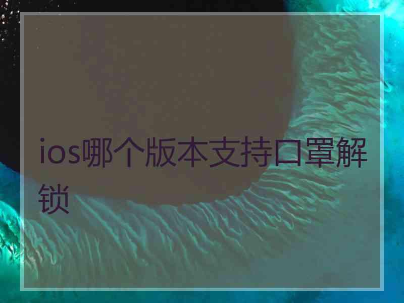 ios哪个版本支持口罩解锁