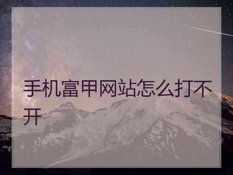 手机富甲网站怎么打不开