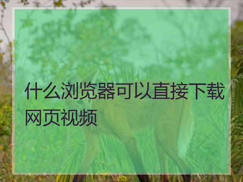 什么浏览器可以直接下载网页视频