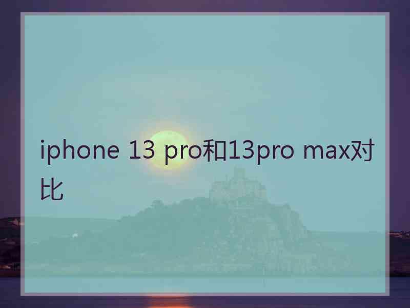 iphone 13 pro和13pro max对比