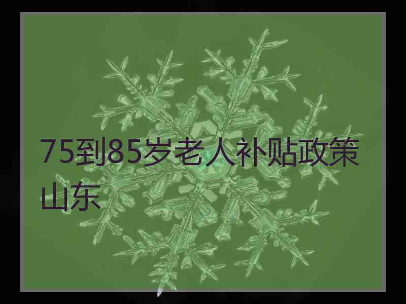 75到85岁老人补贴政策山东