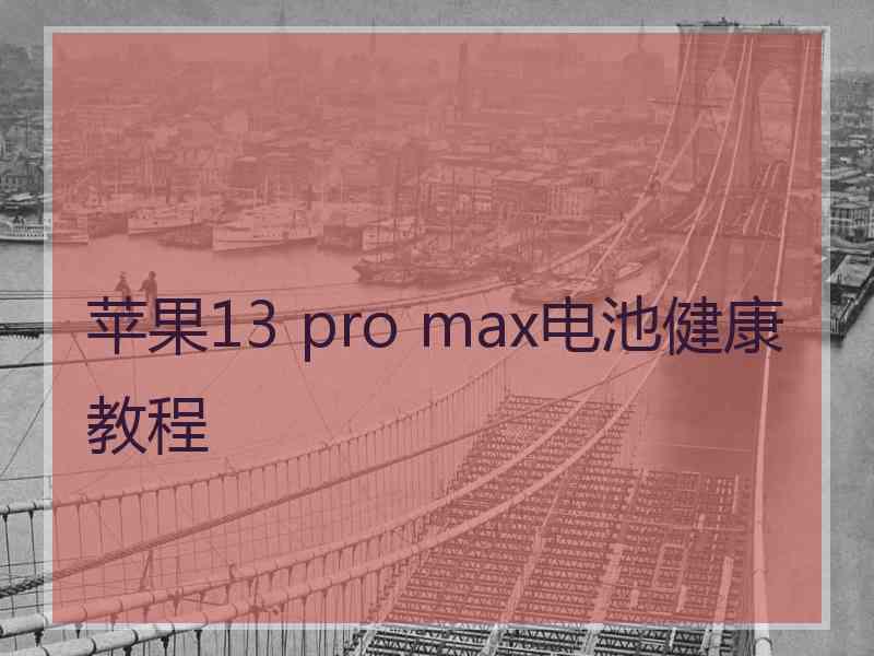 苹果13 pro max电池健康教程