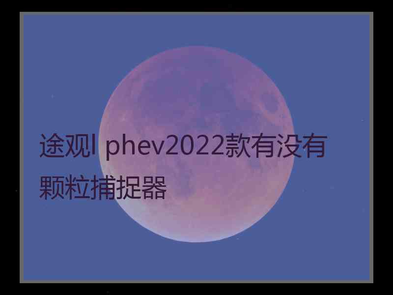 途观l phev2022款有没有颗粒捕捉器