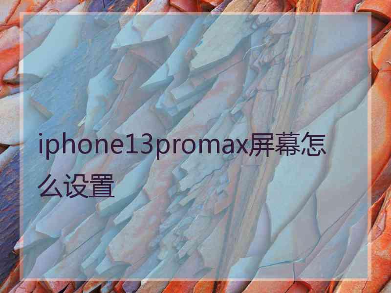 iphone13promax屏幕怎么设置