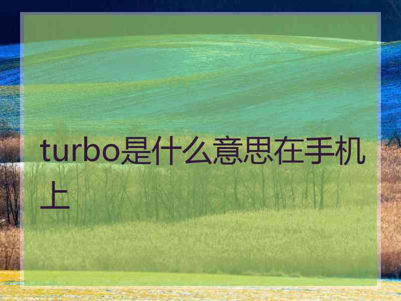 turbo是什么意思在手机上