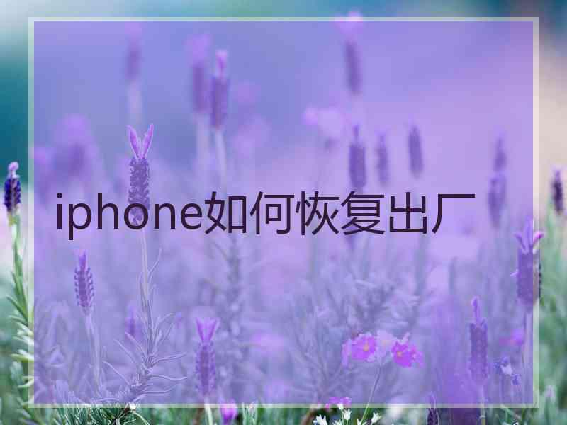 iphone如何恢复出厂