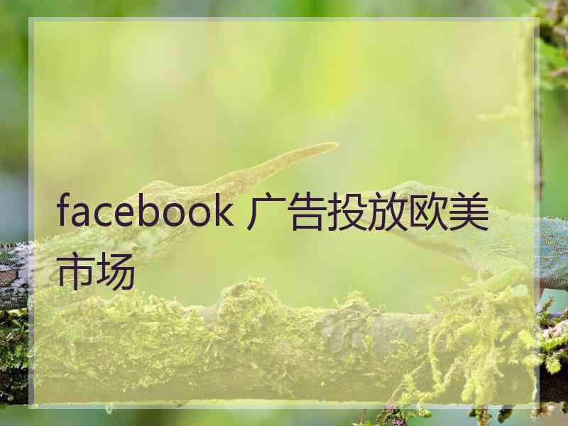 facebook 广告投放欧美市场