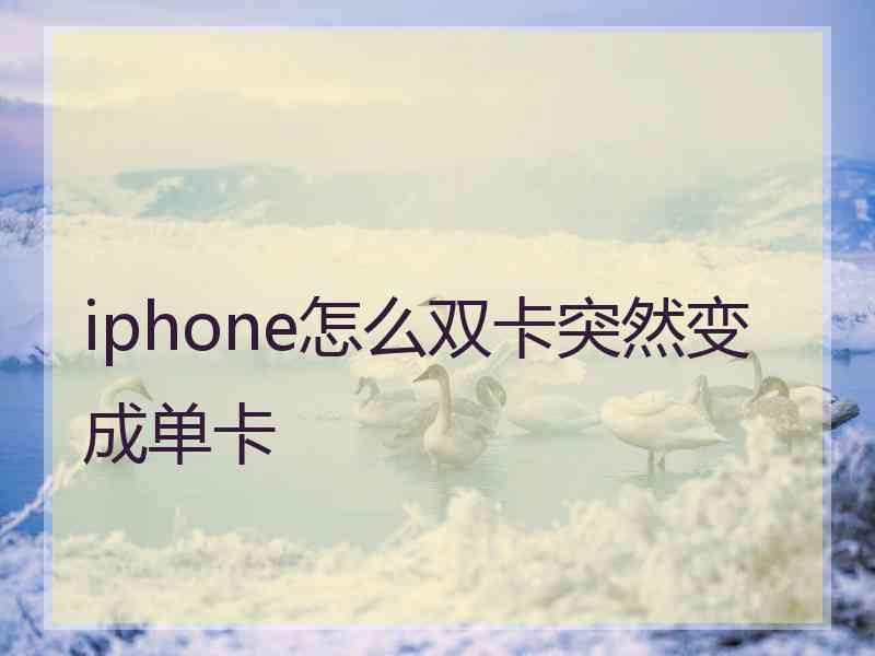 iphone怎么双卡突然变成单卡