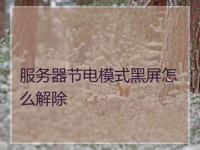 服务器节电模式黑屏怎么解除