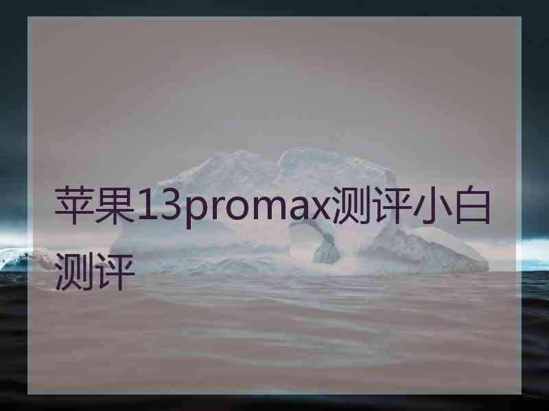 苹果13promax测评小白测评