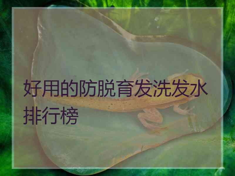 好用的防脱育发洗发水排行榜