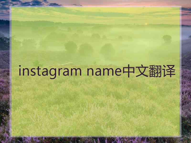 instagram name中文翻译