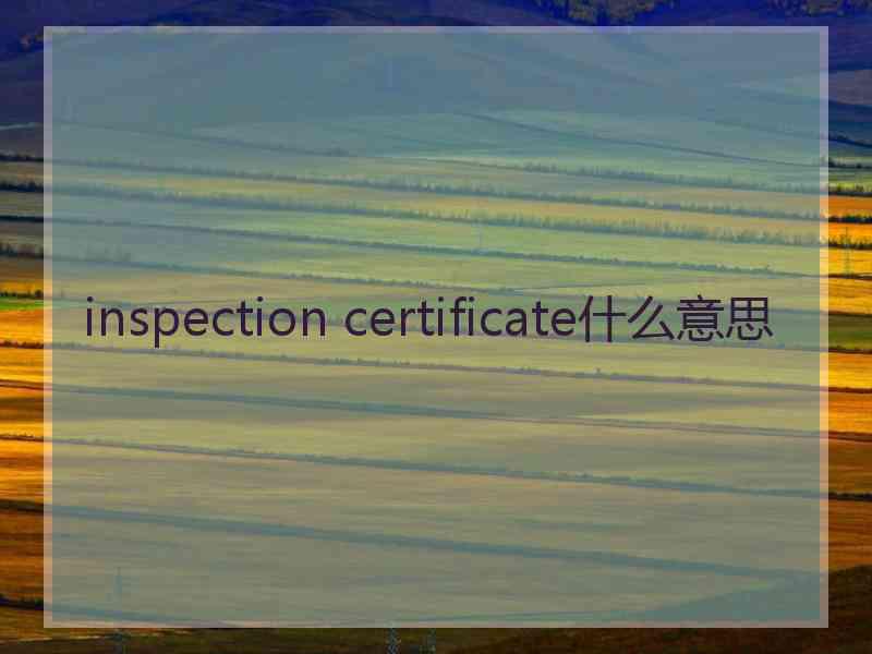 inspection certificate什么意思