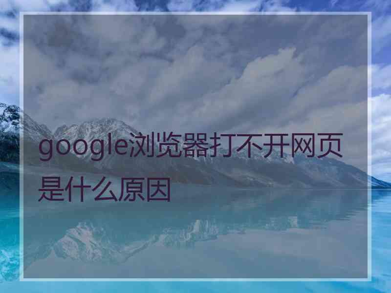 google浏览器打不开网页是什么原因