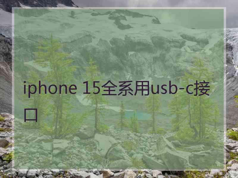 iphone 15全系用usb-c接口