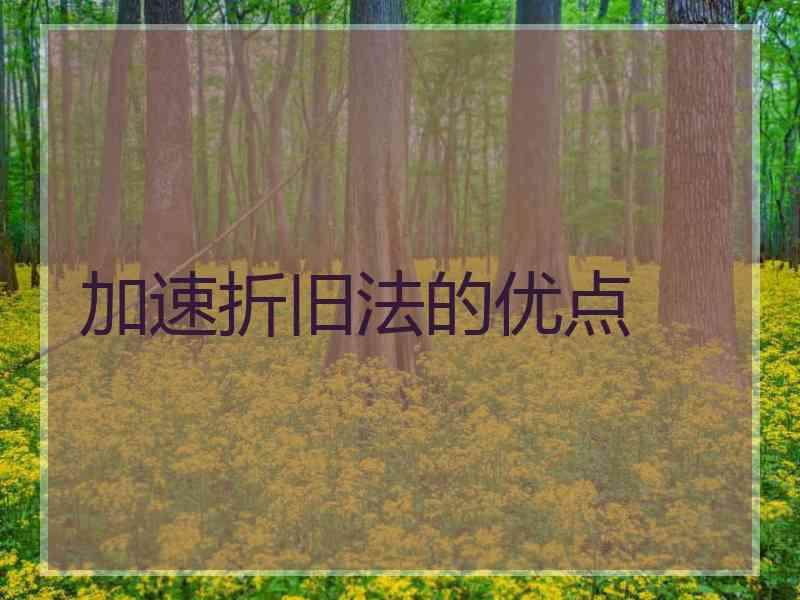 加速折旧法的优点