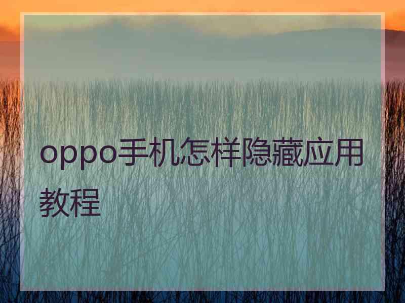 oppo手机怎样隐藏应用教程