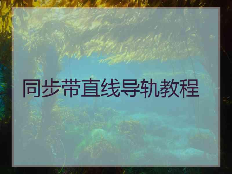 同步带直线导轨教程